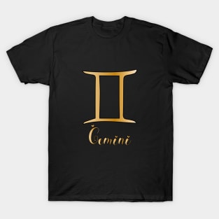 Gemini Zodiac Sign golden T-Shirt